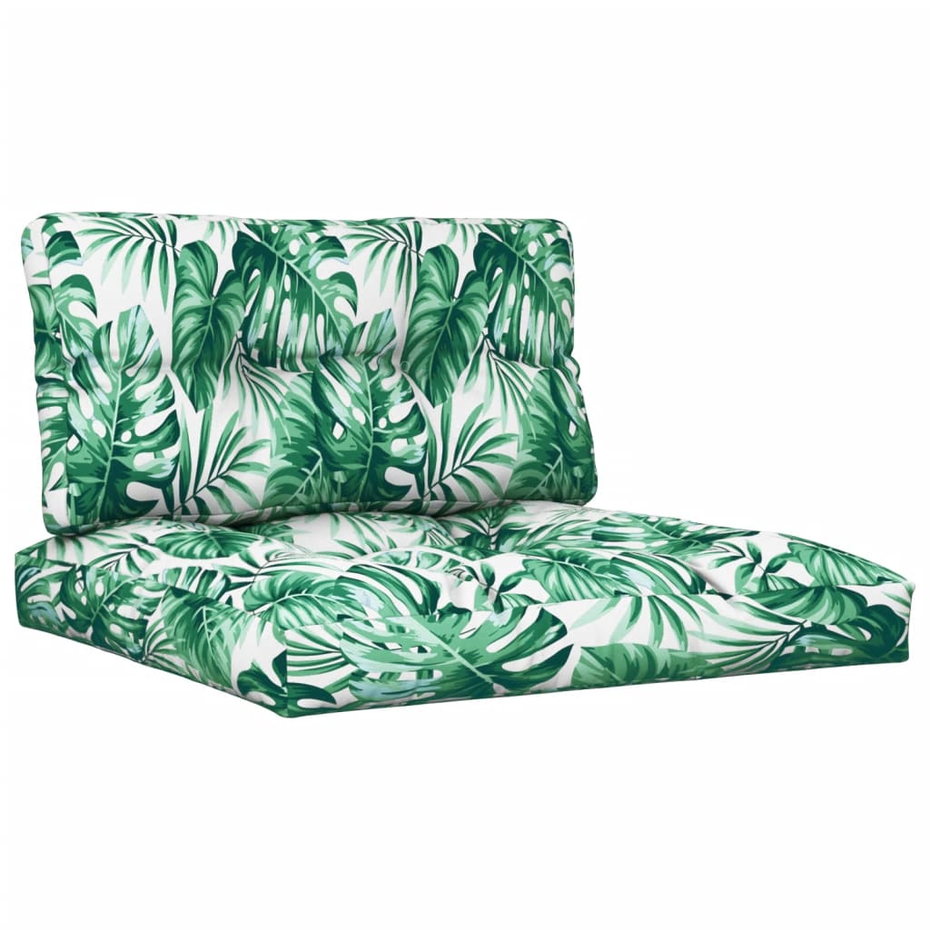 2 Piece Pallet Cushion Set with Leaf Pattern Fabric