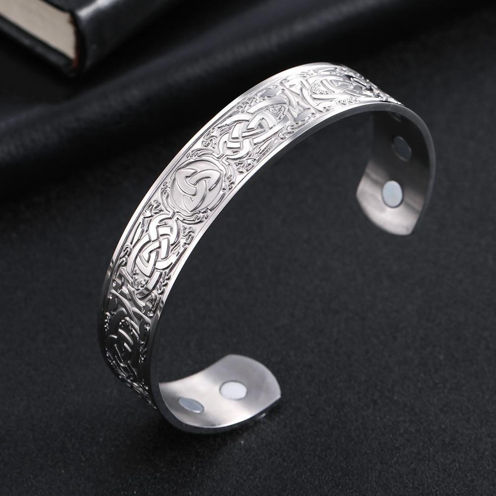 My Shape Vintage Viking Celtics Knot Bangles for Men Couple Stainless Steel Adjustable Open Cuff Bangle Bracelets Jewelry Male