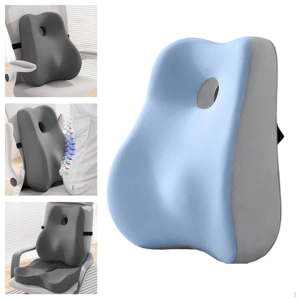Backrest Cushion for Lumbar Support, Memory Foam Pillow with Strap Vehicle And Office