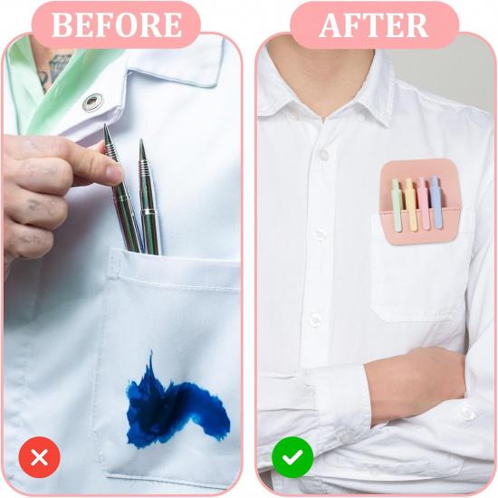3PCS Pocket Protector Leather Pen Pouch Holder Organizer Multi-purpose Pen Pockets Handmade Pencil Pocket Holder for Office Hospital Supplies
