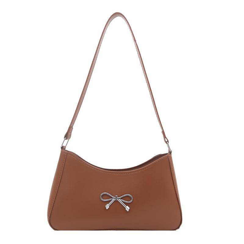 Bow large capacity spring new casual solid color retro simple trendy fashion shoulder armpit bag