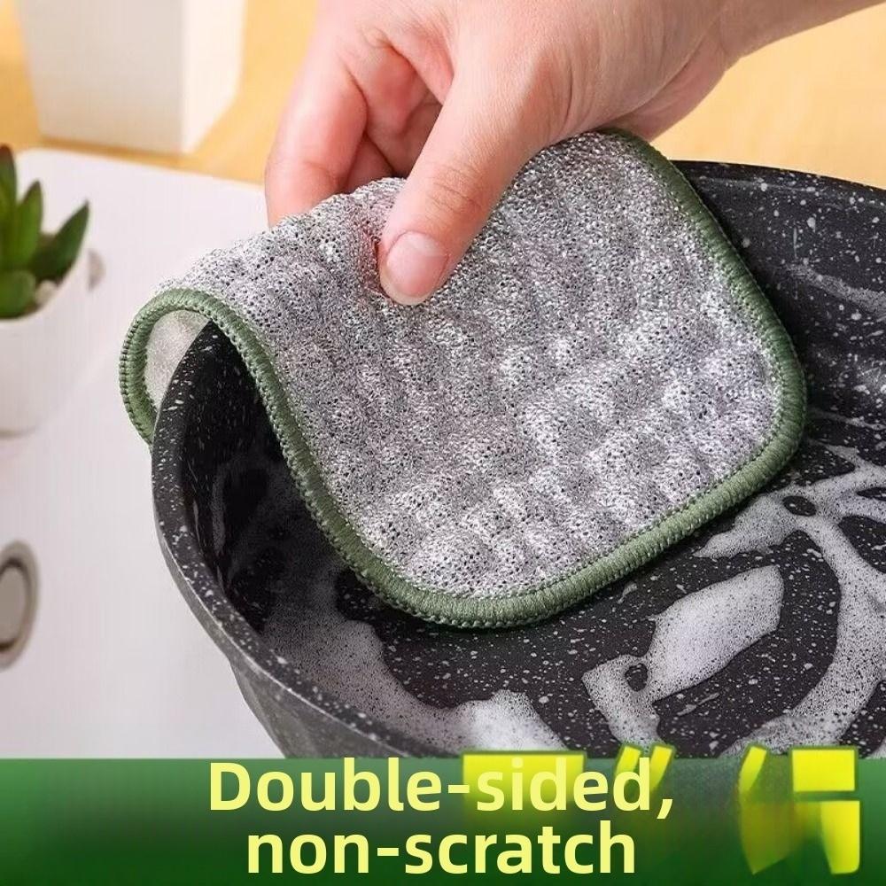 5Pcs Non-Stick Oil Wiping Rags Double-Side Kitchen Cleaning Cloths Dishwashing Sponge  Home Use