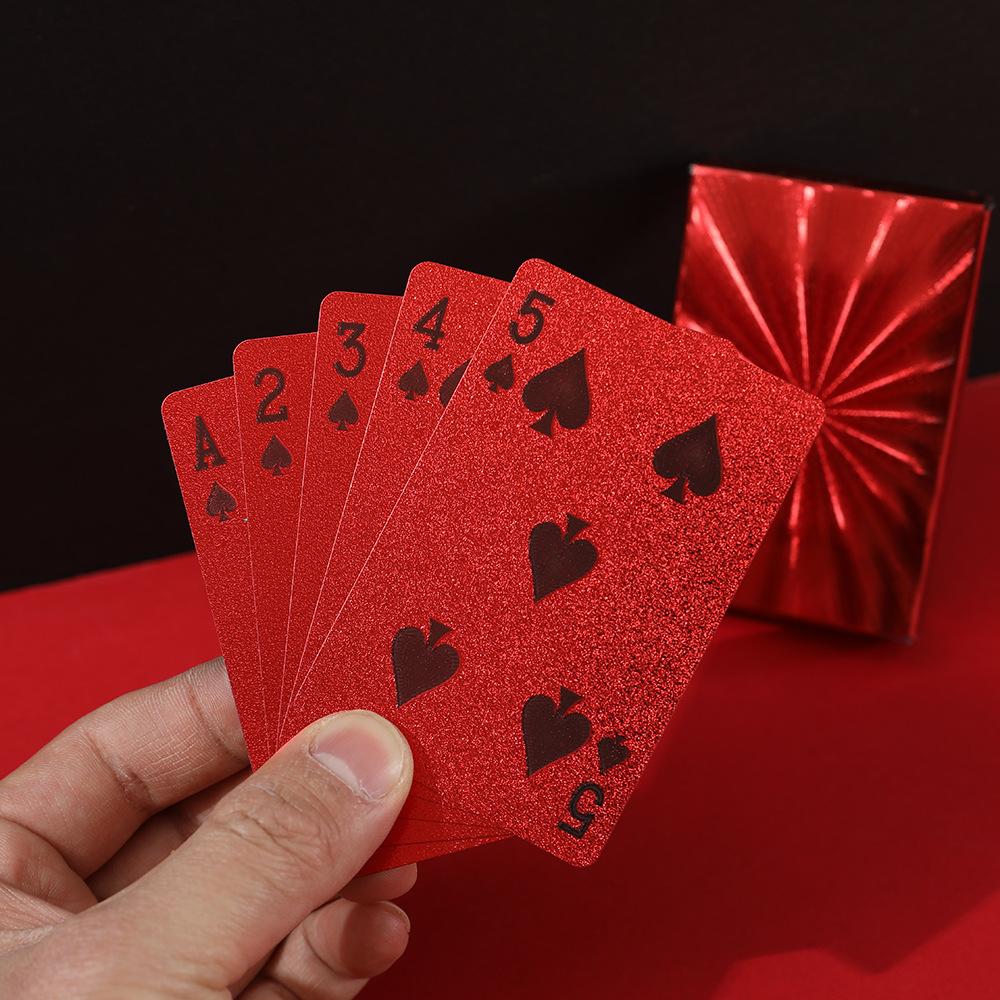 PVC Waterproof Anti Folding Thick Red Playing Cards Board Games for Family Outdoor Picnic Kill Time Entertainment Toys
