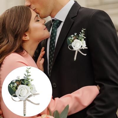 Blumenförmige Brosche für den Bräutigam, Kunstseide, Blumenanzug, Manteltasche, dekorative Ansteckblume, Nachahmung einer Rosenblume, Brosche für das Kleid