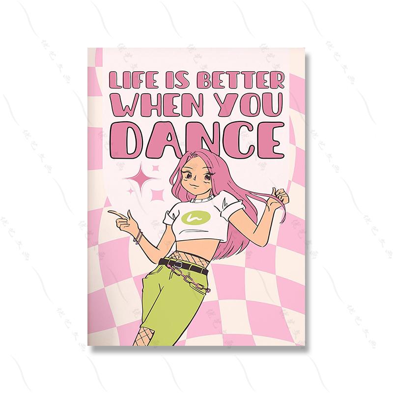 Cartoon Bad Girl Wall Art Poster Print Trendy Pink Apartment Home Decor Pop Culture Dorm Canvas Painting Room Street Dance