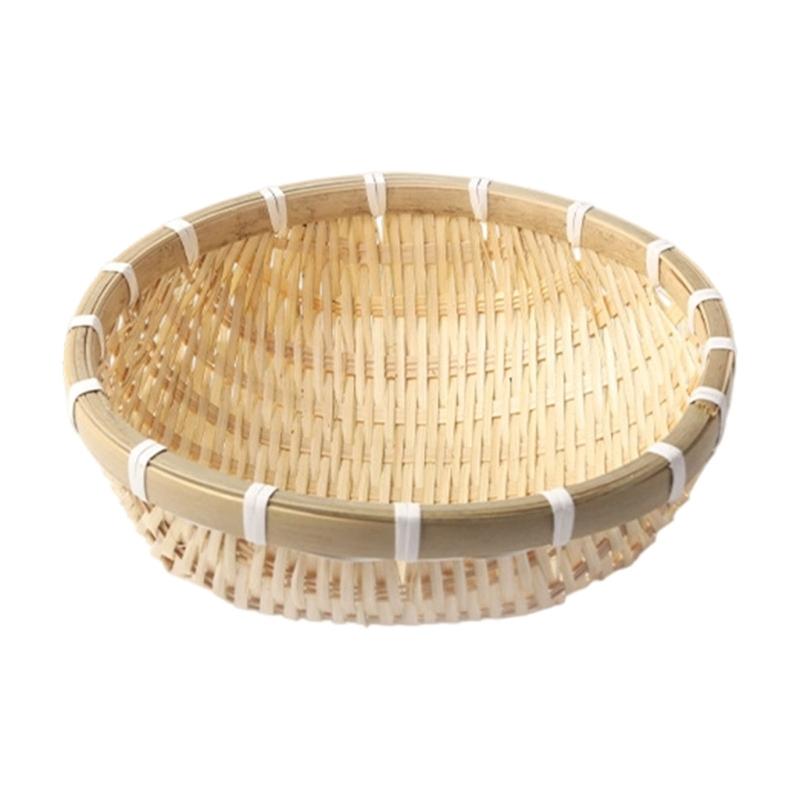 

Handcrafted Bamboos Woven Basket for Dining Table Display and Secure Food Storage Practical Kitchen Essential Diameter 16X5cm
