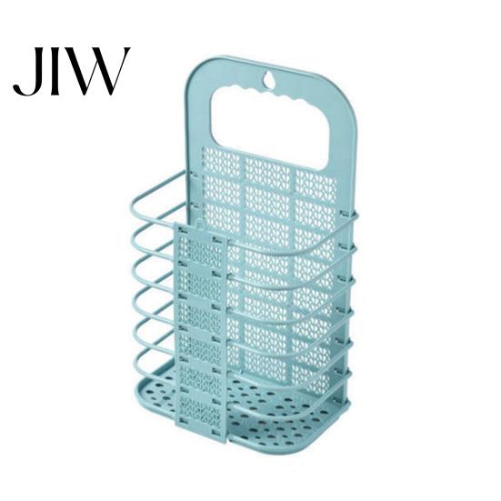 Plastic Laundry Storage Container Foldable Basket, Breathable Hollow Design, Wall Mounted Narrow Space Organizer Saving Organizer, for