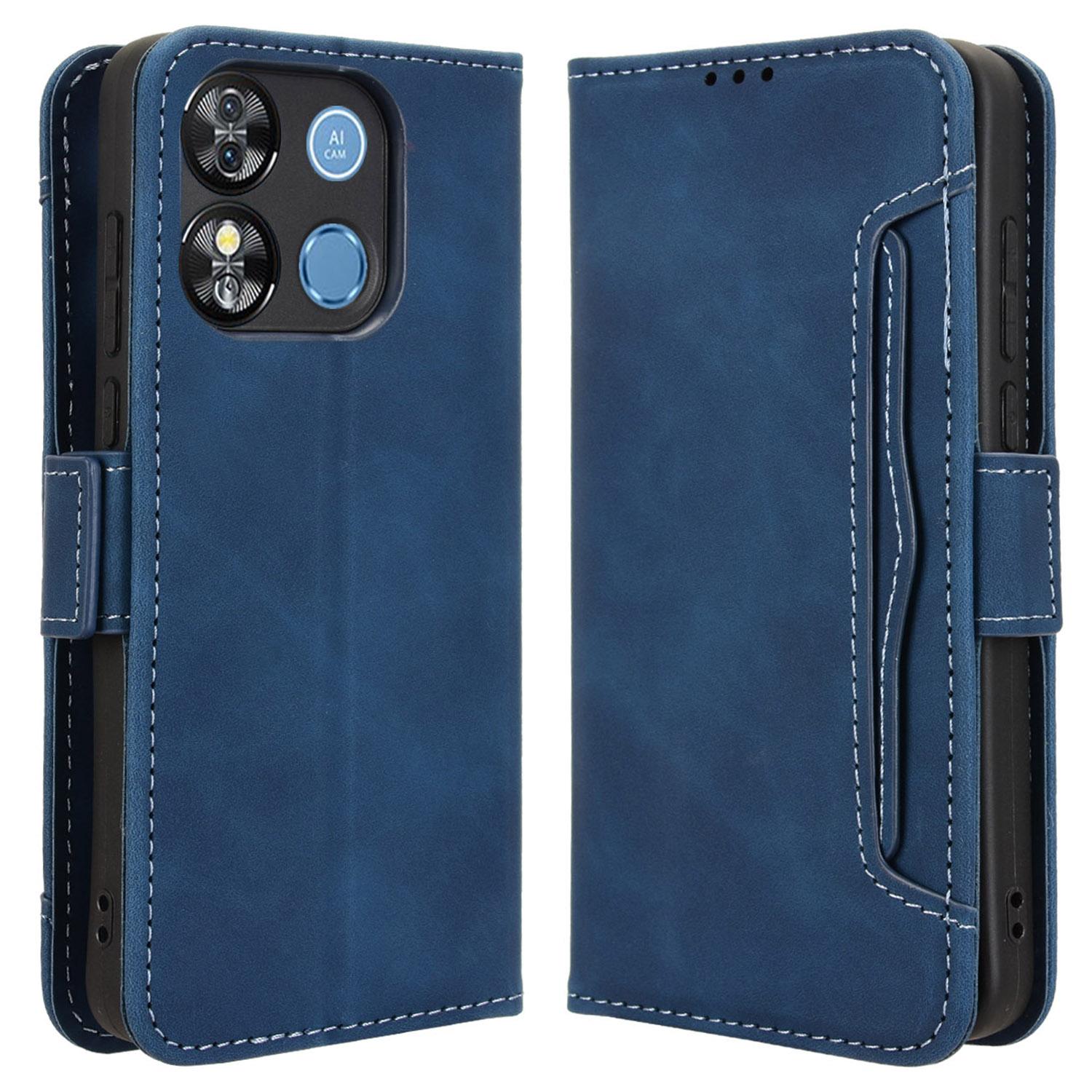 

For Oukitel C57 Pro/C57s Leather Case Phone Wallet Cover with Multiple Card Slots Blue