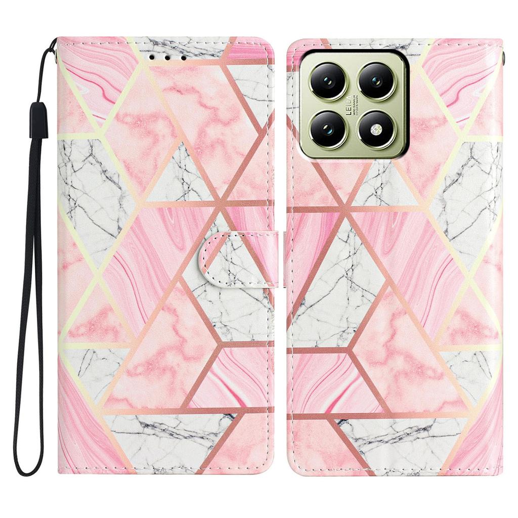 For Xiaomi 14T Wallet Case PU Leather Pattern Printing Stand Phone Cover with Strap