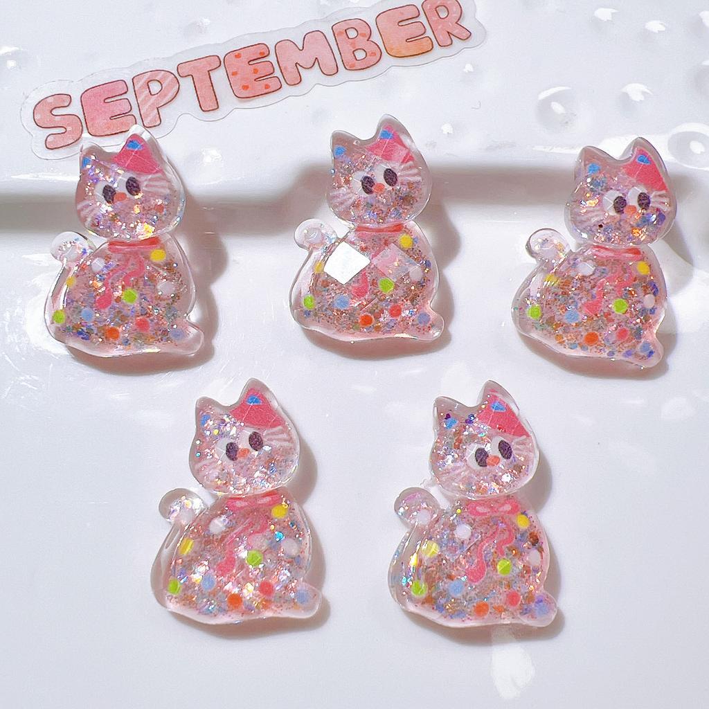 10PCS New Resin Cute Cartoon Shining Cat Series Flat Back Cabochon Home Decor DIY Scrapbook Crafts Jewelry Accessories