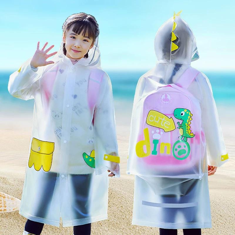 Cartoon Kids Primary School Student Schoolbag Raincoat Poncho Single Cartoon Big BRIM Anti-Blue Pink Raincoat Raincoat