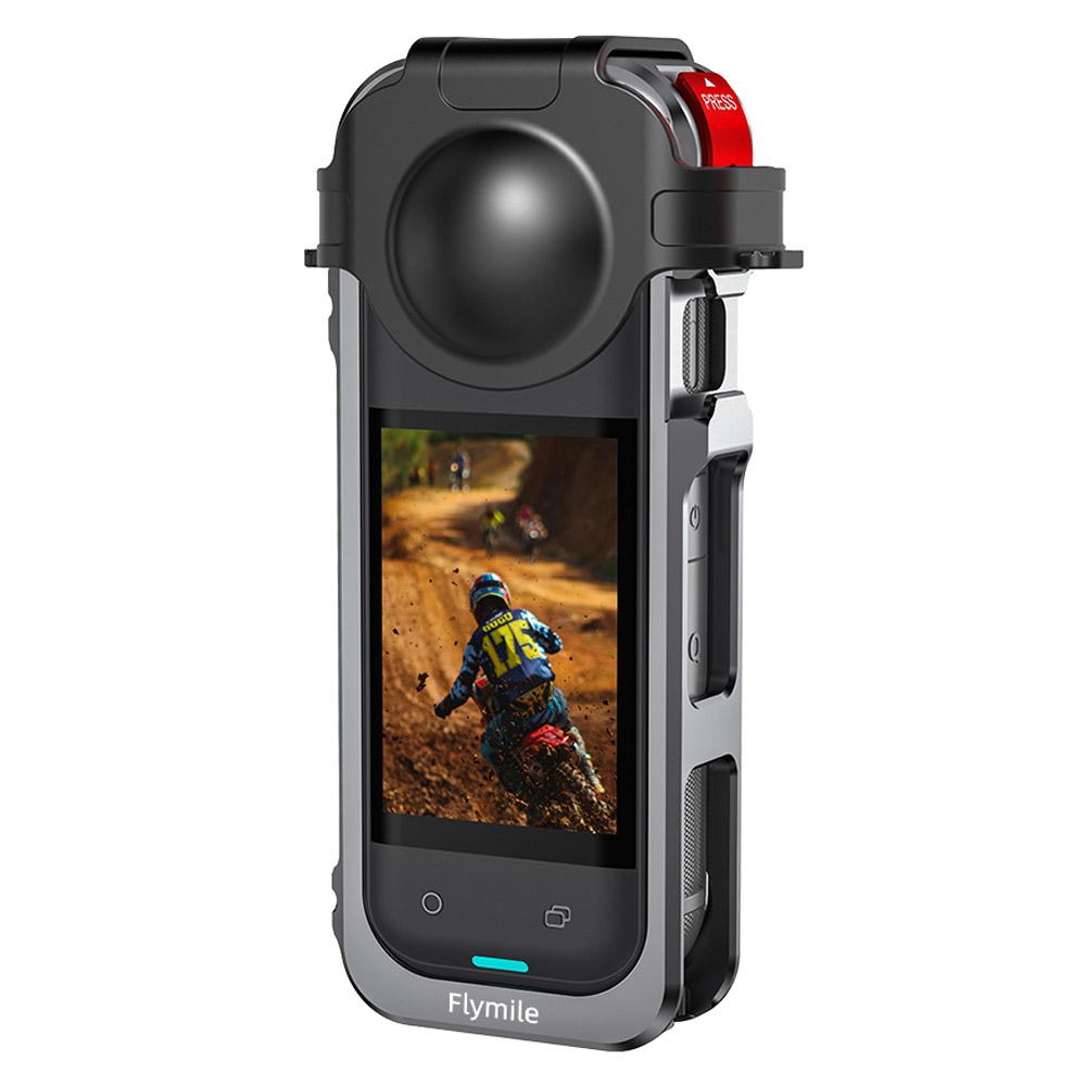 FLYMILE Für Insta360 X5 Schutzkäfig Multifunktionale Erweiterung Metallrahmen mit Blitzschuh, 1/4" Schraube