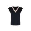 Summer Women's T-shirt Fashion Sleeveless Temperament Elegant Colorblocking V-Neck Tops