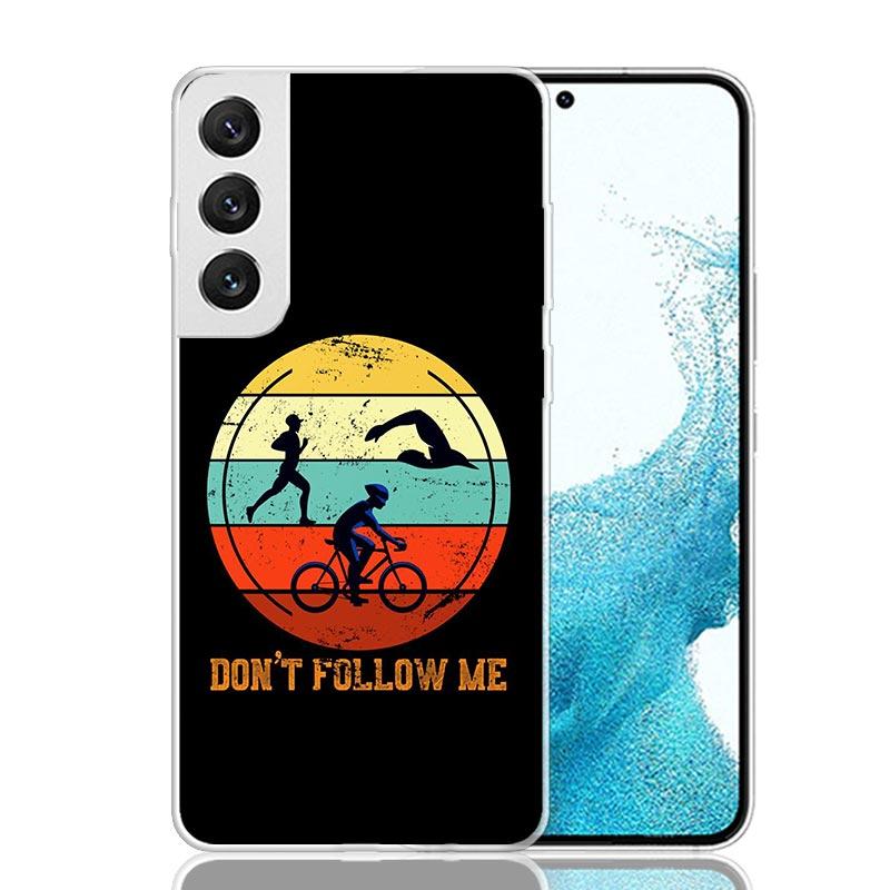 Triathlon Schwimmen Radfahren Laufen Handyhülle Für Samsung Galaxy S26 Ultra S23 S24 S25 Edge S20 FE S21 S22 Plus Weiche Druckschalenabdeckung Fund