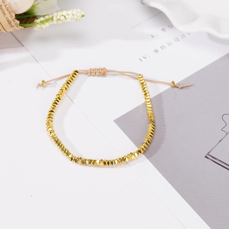 

2023 Silver Black Gallstone Metal Beads Adjustable Unisex Retro Bracelet