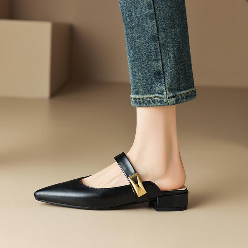 

Summer European and American fashion bag head slippers rubber soft sole comfortable large size slippers women s shoes pointed new women s sandals 39 чёрный