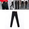 Black Skinny Pants For Women With Polyester Fabric Slim Fit High Waist Casual Trousers