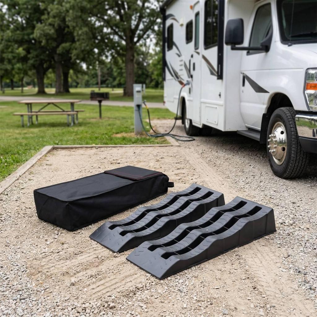 2 Pieces Wheel Ramps with Carrying Bag Leveling Car Ramp Heavy Duty for Campers