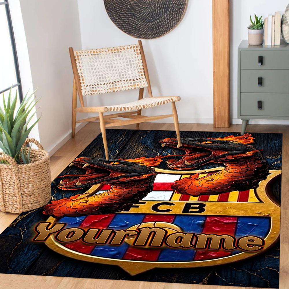 Fc Barcelona Personalized Name Carpet Suitable for Dining Room Outdoor Game Room Hallway Antislip Carpet Decorate Offices Spiritual Gift