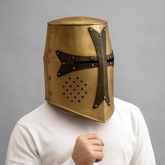 Kreuzritterhelm aus Messing, Ritterhelm, Templer-Cosplay-Helm, Halloween-Geschenk, perfektes Geschenk für ihn