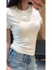 Elegant Embroidered Women's Slim Waist Short-Sleeve T-Shirt