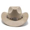 Semišový Upturned Edge Western Cowboy Klobouk Muži a ženy Outdoorový cestovní klobouk Rolled Brim Etnický styl Cylindr Plstěný klobouk