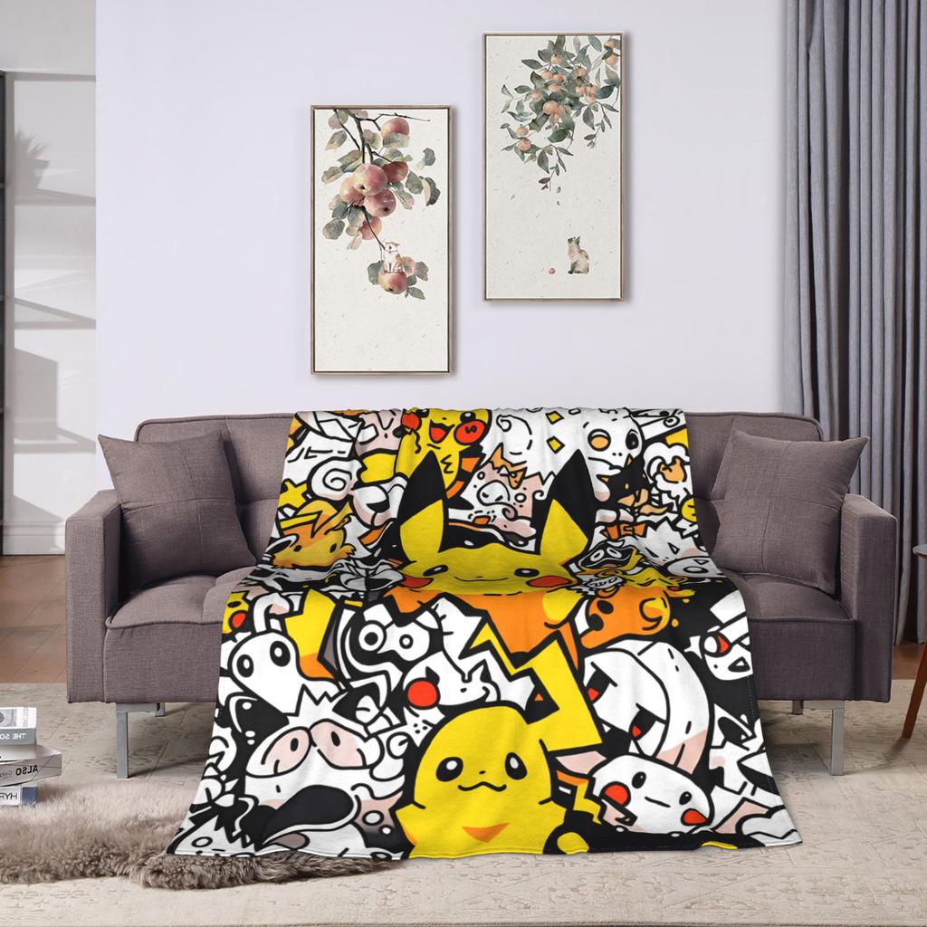 Pikachu Flannel Blanket Winter Soft Durable Throw Blanket for Students Couch Chair Fashion Bedspread Sofa Bed Cover