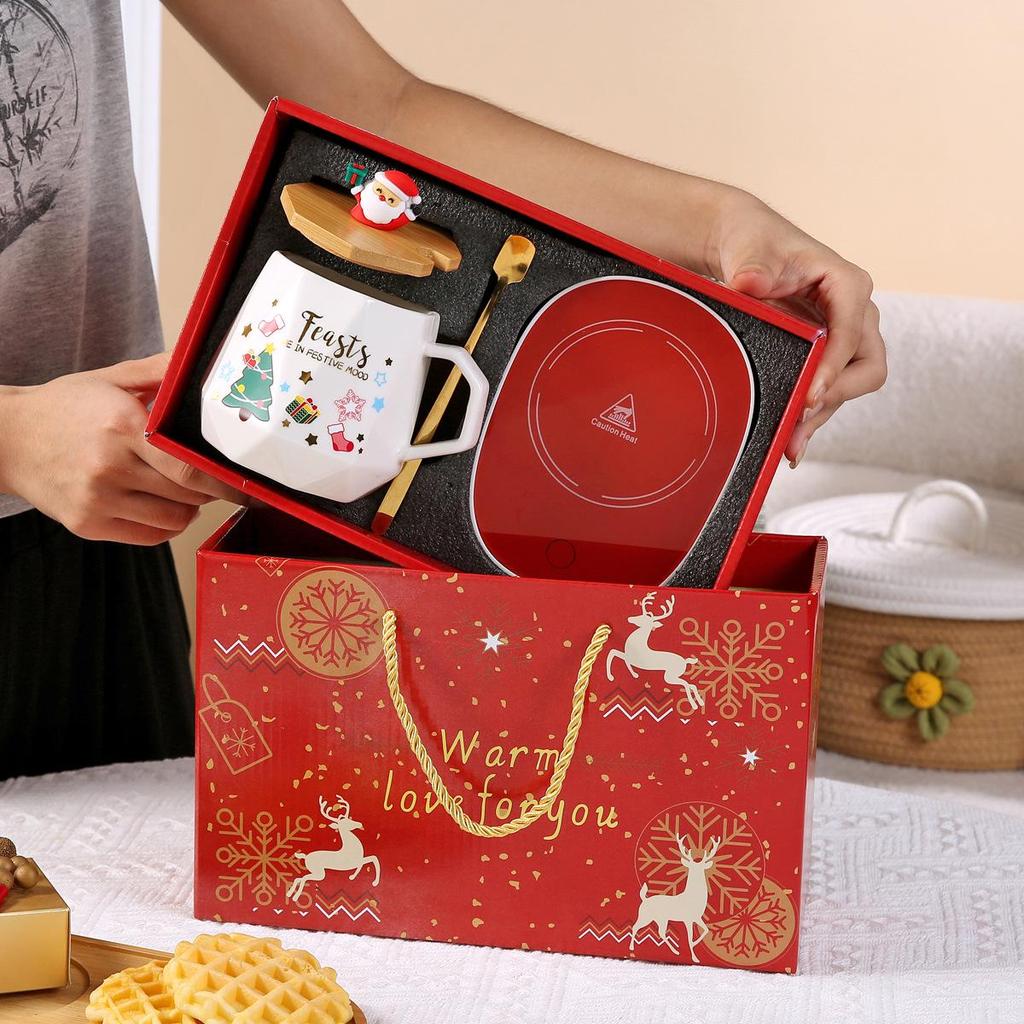 Creative Christmas Cartoon Santa Coffee Mug Gift Set