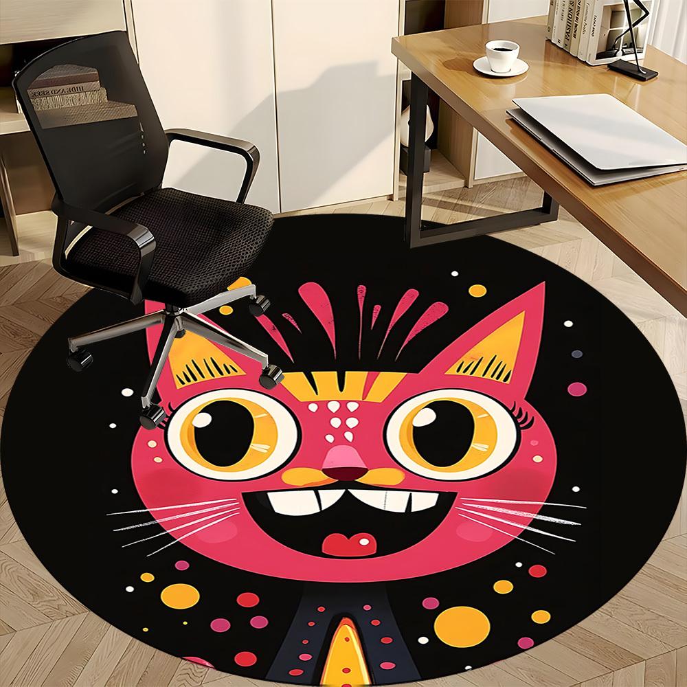 1pc Cat Whiskers Office Round Area Rug, Indoor Mat Suitable For Office, Under Office Chairs Bedroom Living Room Home Decor, Room Deco