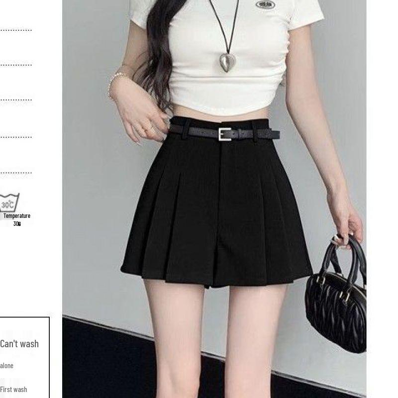 2024 Sweet & Spicy Gray High-Waisted Pleated A-Line Mini Skirt - Korean Spring Style