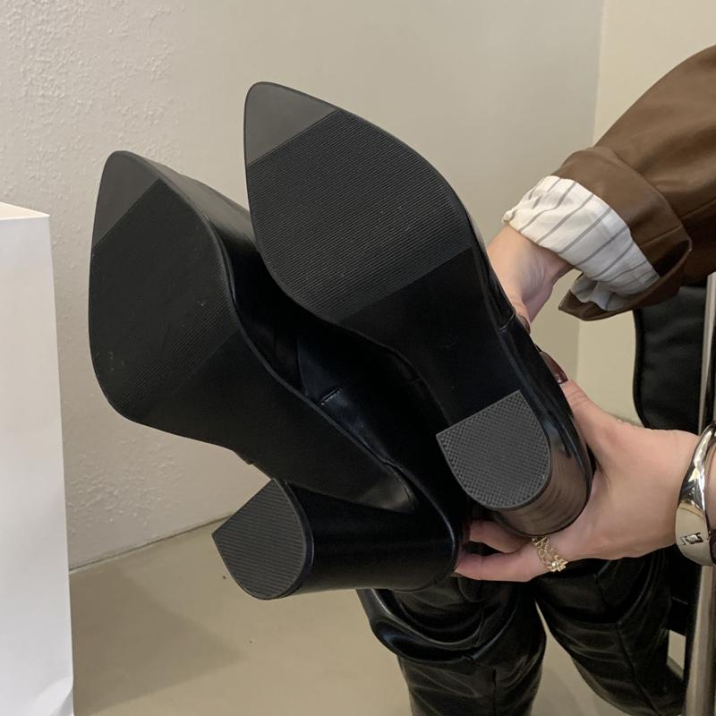 Eilyken  New Winter Fashion Pointed Toe Platform Woman Over The Knee Boots Fashion Punk Chunky Square Heels Shoes