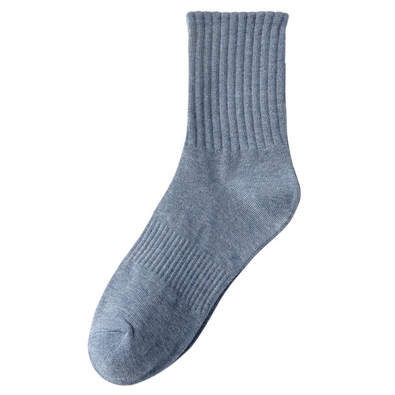 Solid-colored Cotton Socks, Men's Spring and Autumn Sweat-absorbing and Odor-proof Mid-calf Socks, Men's Versatile Sports Socks