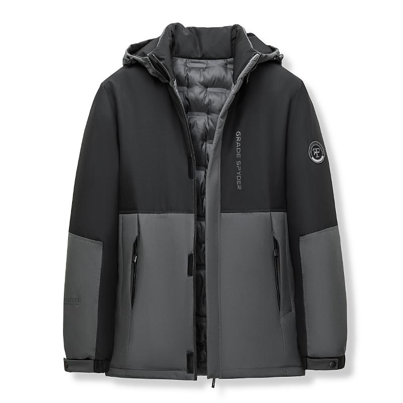 

Winter Cotton Jacket Men s Mid-length Thickened New Casual Cotton Jacket Hooded White Belt Warm Jacket S серый