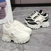 Fashion 2025 New Women's White Chunky Sneakers Spring Casual Platform Shoes Fashion Lace-up Leather Vulcanized Shoes Zapatillas De Mujer