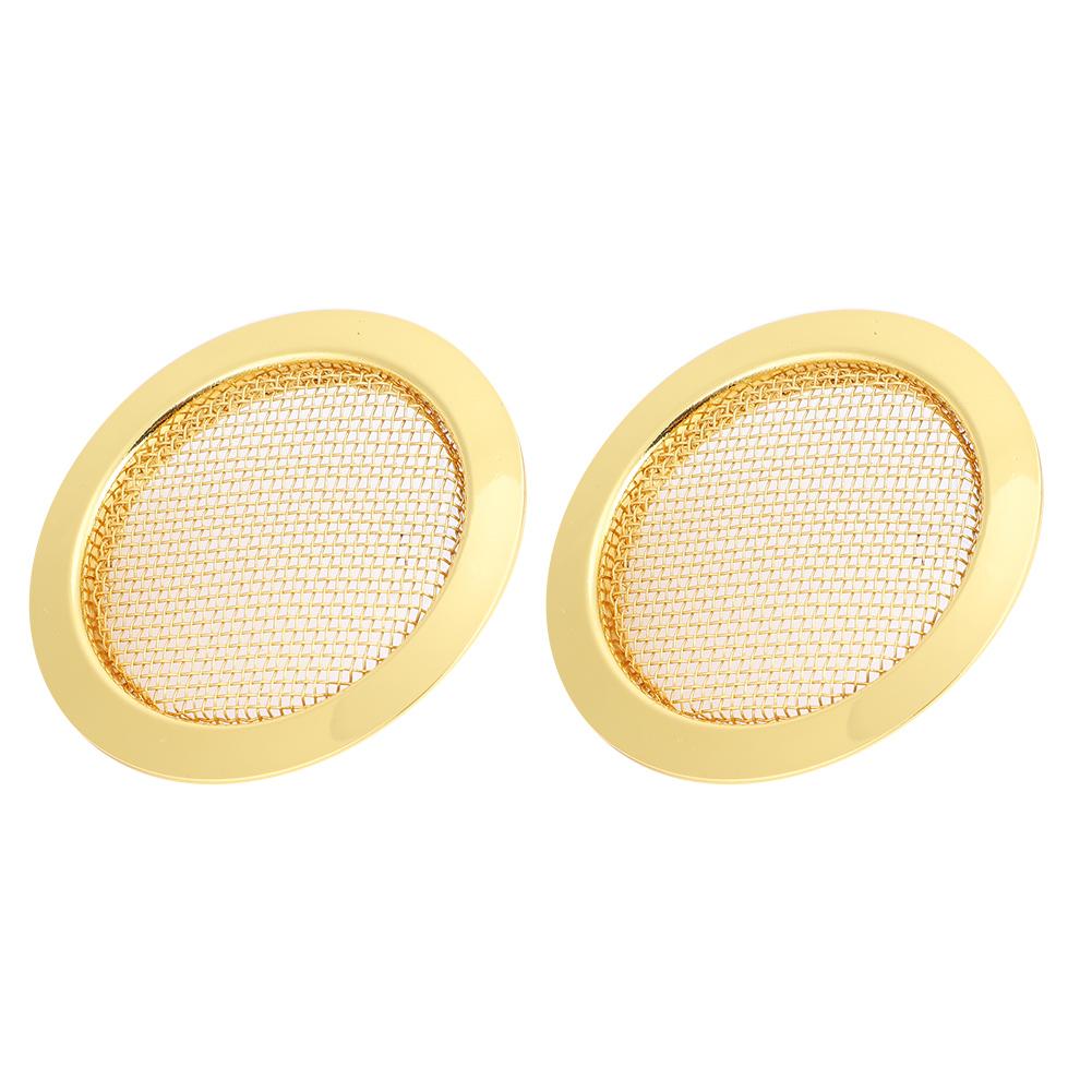 2PCS Resonator Guitar Sound Hole Cover Inserts Screen Metal for Parts(Gold)