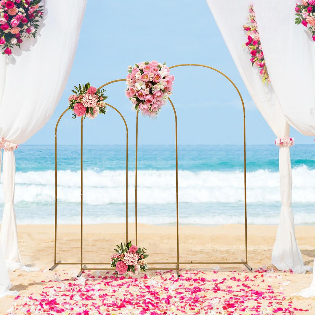 Gold Wedding Arch Stand Backdrop Frame - 3 Size Options & Easy Assembly - Bridal Balloon Garland Holder & Floral Display Stand