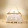 Shell Clutch Bag With Pearl Chain For Summer Vacation And Daily Use