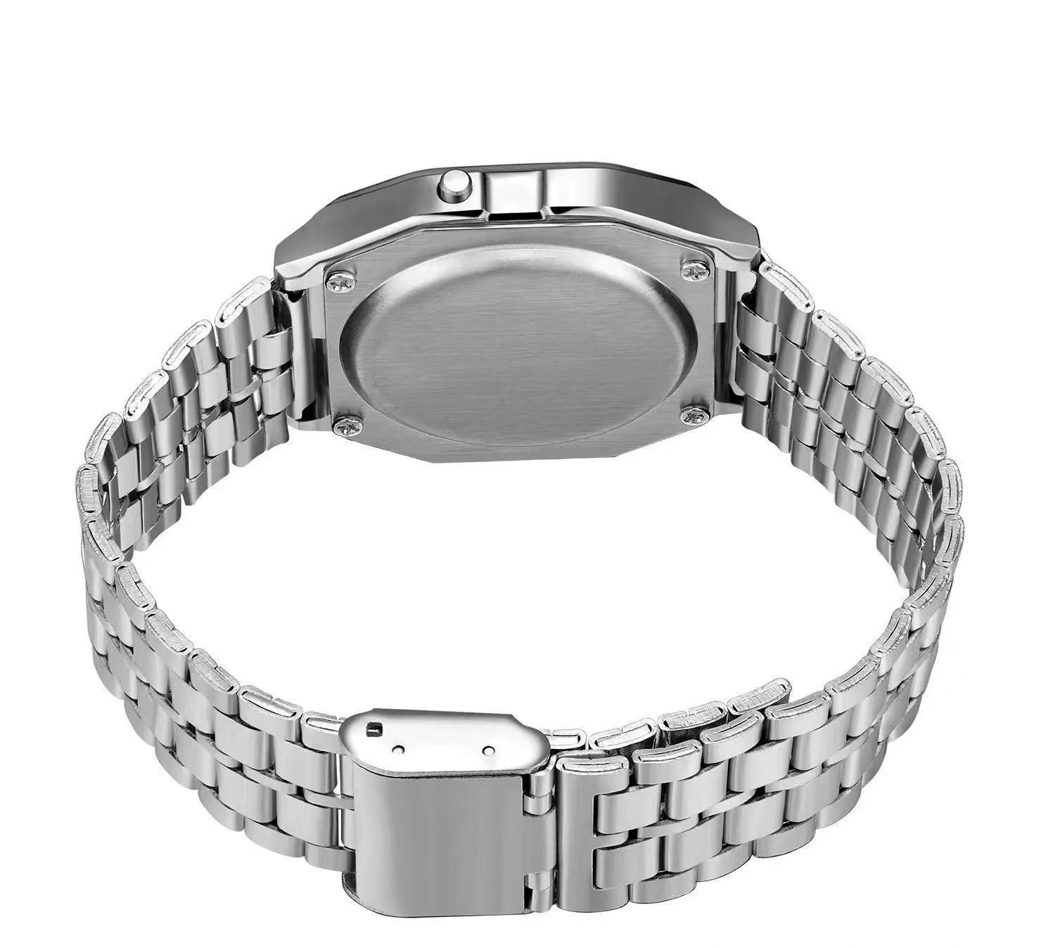 

Многофункциональные светодиодные электронные часы в стиле Харадзюку, модные часы WR F91W со стальным ремешком A159 серебряный