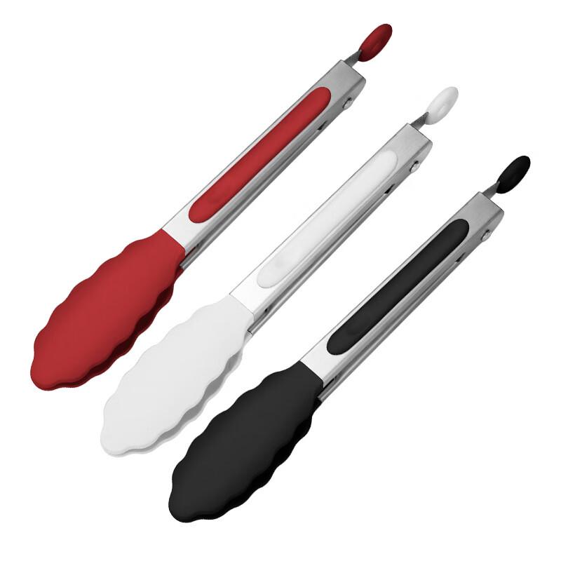 Heat-Resistant Silicone Tipped Stainless Steel Food Tongs