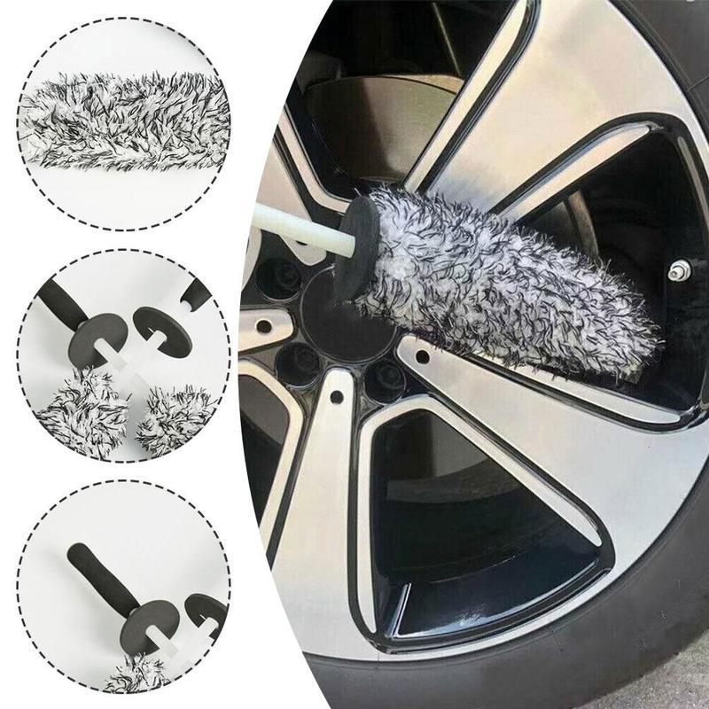 Set da 2 Pezzi Spazzola Super per Lavaggio Auto Microfibra Premium Spazzola per Cerchioni Manico Morbido Antiscivolo Facile Da Pulire Raggi Cerchioni Auto Accessori Auto