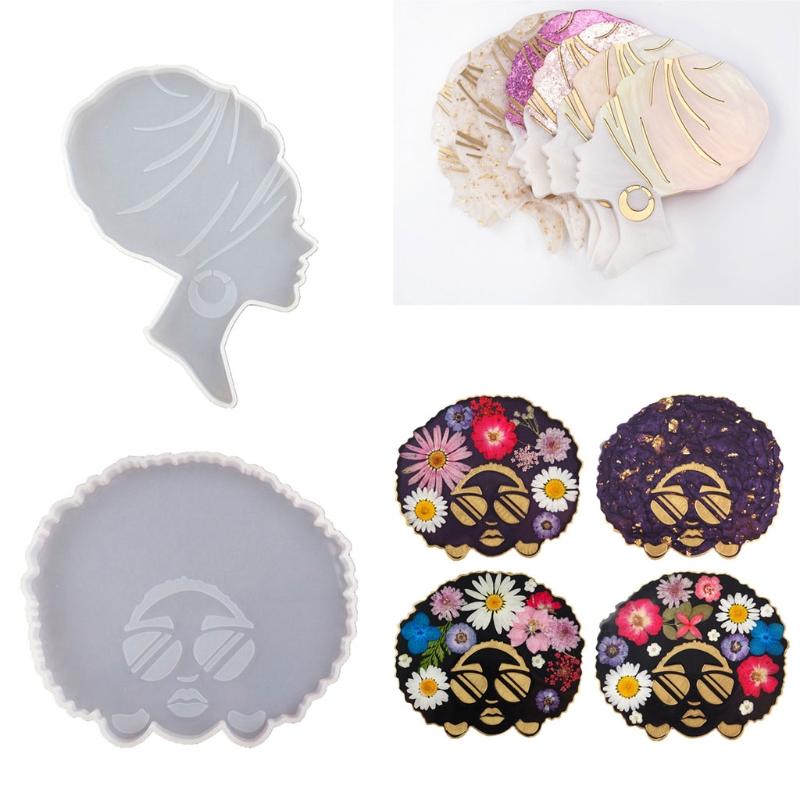 Head Lare Beauty Rollin Tray Molds for Epoxy Resin Afro Female Silione Resin Mold Resin astin DIY Home Deor r