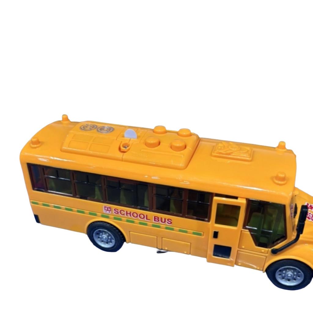 1 Set Bus Car Toy 1:30 Inertia Sliding Campus Bus Car Model Simulation Sound And Light Music Educational Toys Children'S Gift