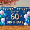 60th Birthday Banner Blue & Green Color Scheme Milestone Birthday Backdrop Milestone Birthday Banner Luxurious For Adult