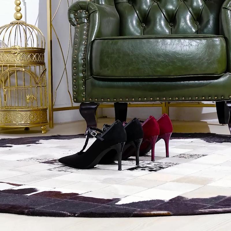 Fashion European And American Style Fashionable Silver Rivet High Heels Women's Suede Light Mouth Thin Heel Sexy Nightclub Single Shoes