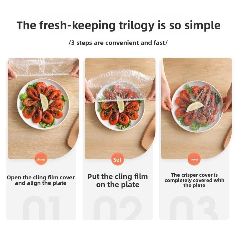 500pcs reusable thickened elastic food-grade plastic wrap, stretchable bowl covers, for kitchen fresh-keeping