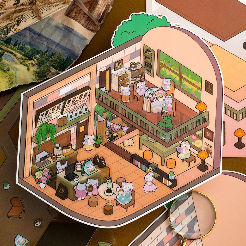 3D Stereoscopic Miniature Scene Stickers - DIY Dollhouse & Toy Collection for Children