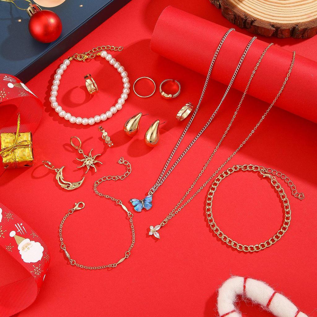 2025 Advent Jewelry Gift Box: Countdown Calendar with Earrings, Necklace, and Bracelet for Women