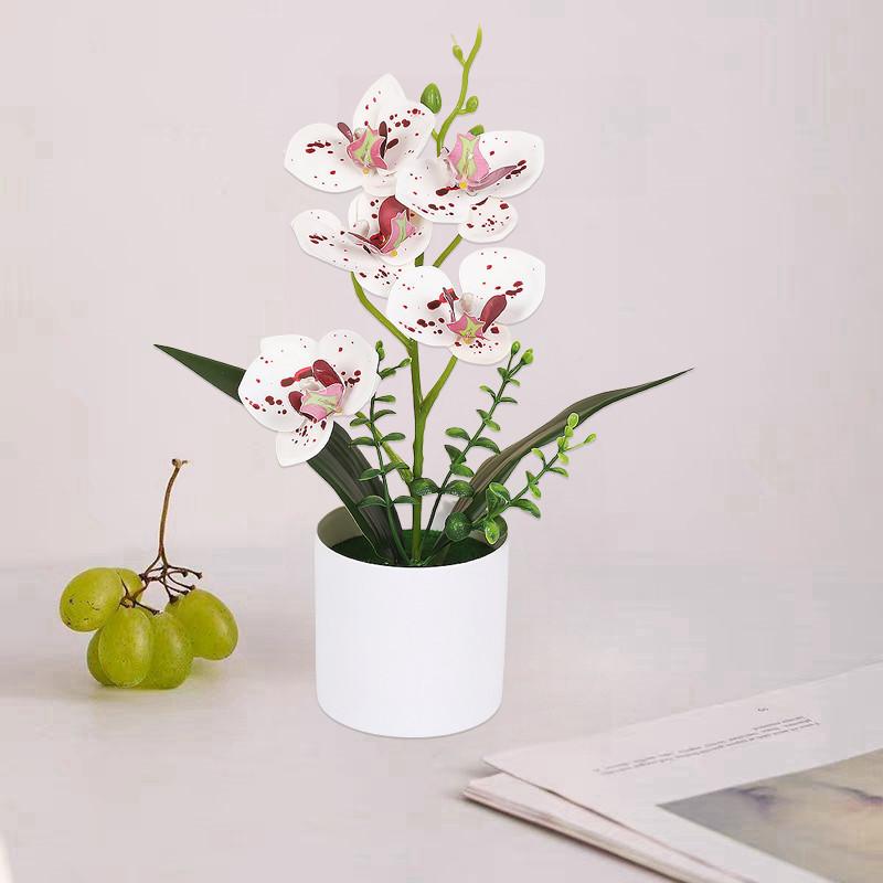 5 Heads Artificial Butterfly Orchid Potted Bonsai Home Garden Balcony Desktop Bedroom Living Room Decoration Fake Plants Bonsai