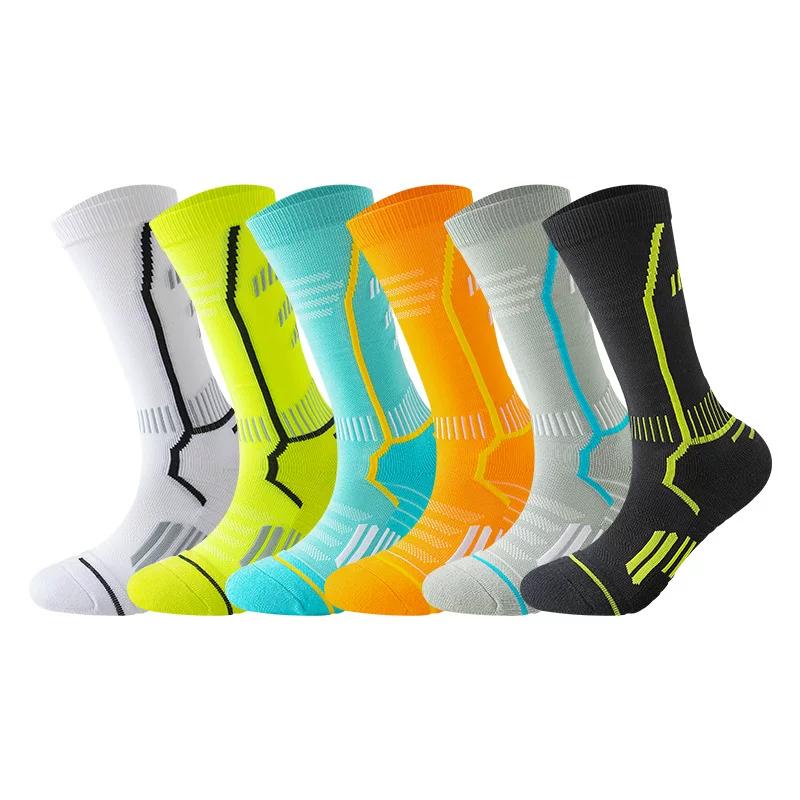 Professional Sports Football Socks for Men, Pressure Calf Socks, Towel Bottom, Breathable, Non-Slip, Outdoor Cycling and Running Long Socks