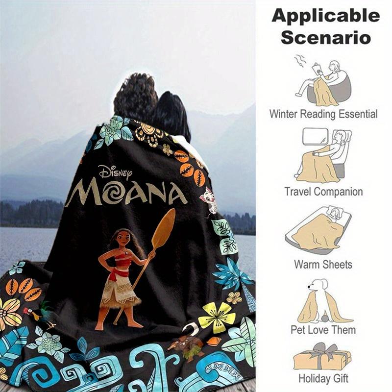 1pc, Moana-Inspired Home Decor: A Cozy Disney Moana Flannel Throw Blanket Perfect Gift for Bedroom, Living Room, Travel, Camping, Car